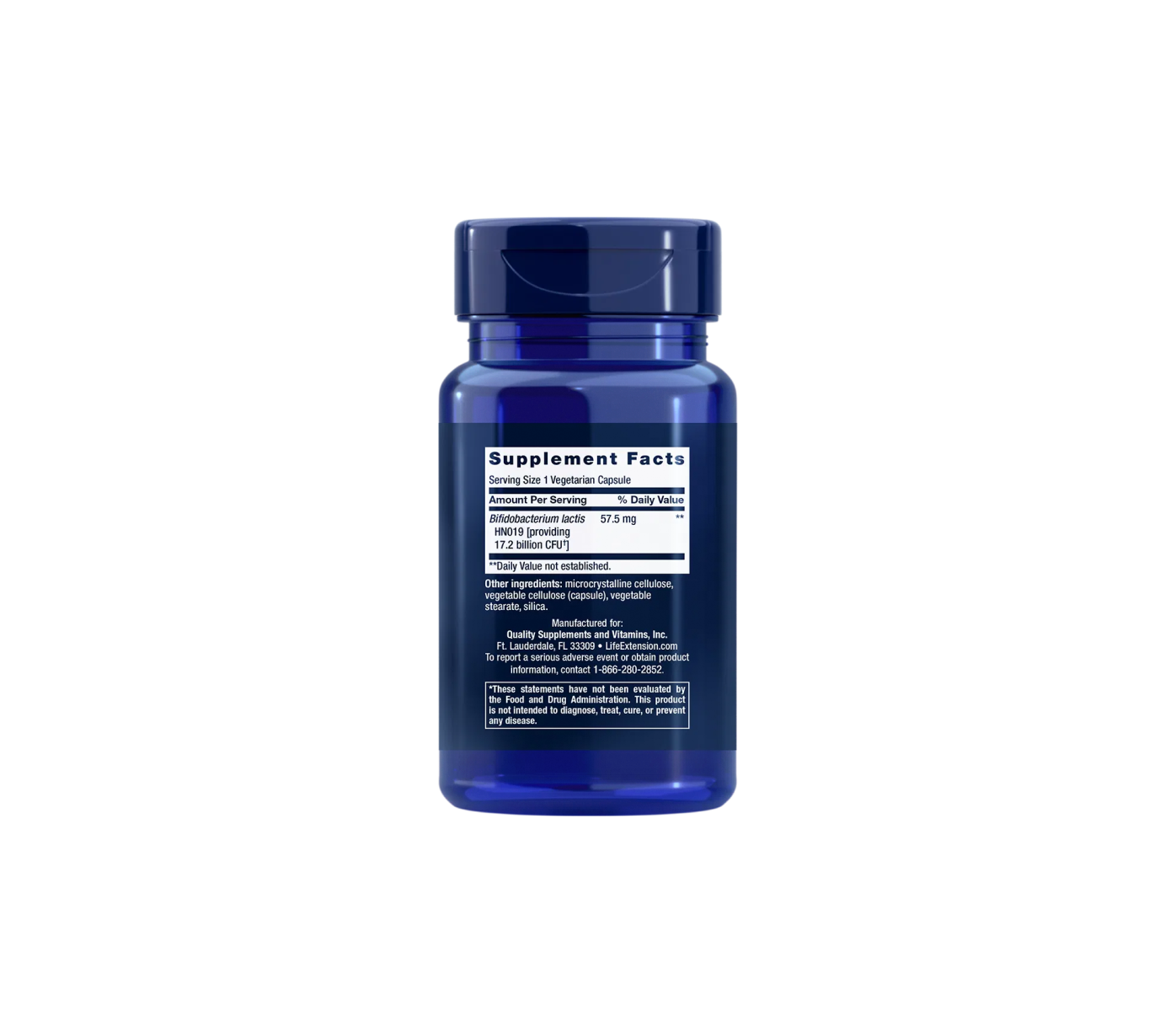 Life Extension FLORASSIST® Daily Bowel Regularity, 30 vegetarian capsules for digestive health, supplement facts